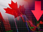 Canada bourse marché prix de marché de crise rouge vers le bas de tableau tomber Business finance argent crise fond rouge négatif déplacer en vente chute économique.